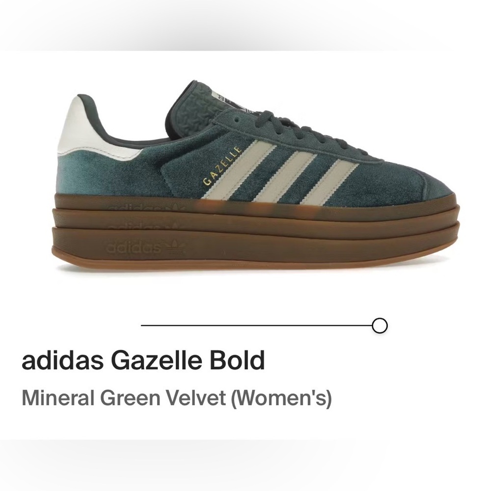 Adidas Gazelle Bold Green Velvet - Rare and Like New - 7.5